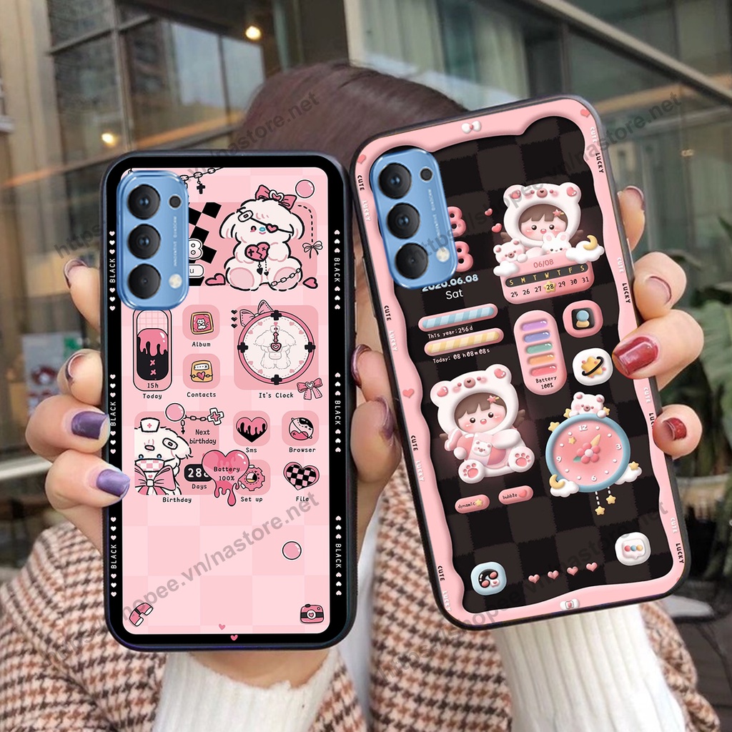 Ốp lưng Oppo Reno4 / Reno4 Pro / Reno 4 gấu, đồng hồ dễ thương cute giá rẻ