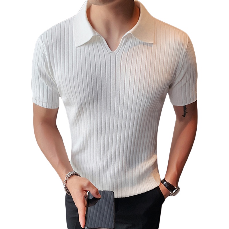 Áo thun polo INCERUN dệt kim ngắn tay thời trang mùa hè cho nam