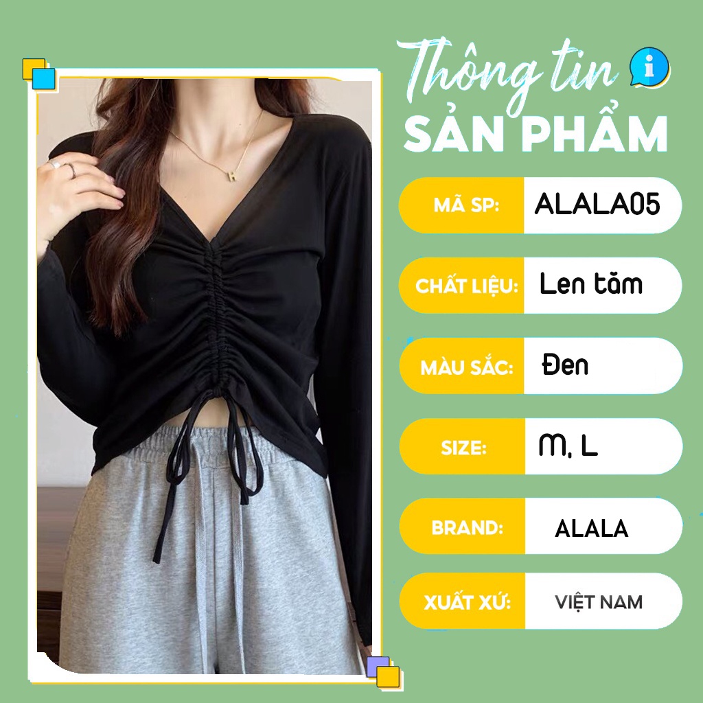 Áo len kiểu dây rút dài tay ALALA phong cách vintage xinh đẹp Hàn Quốc