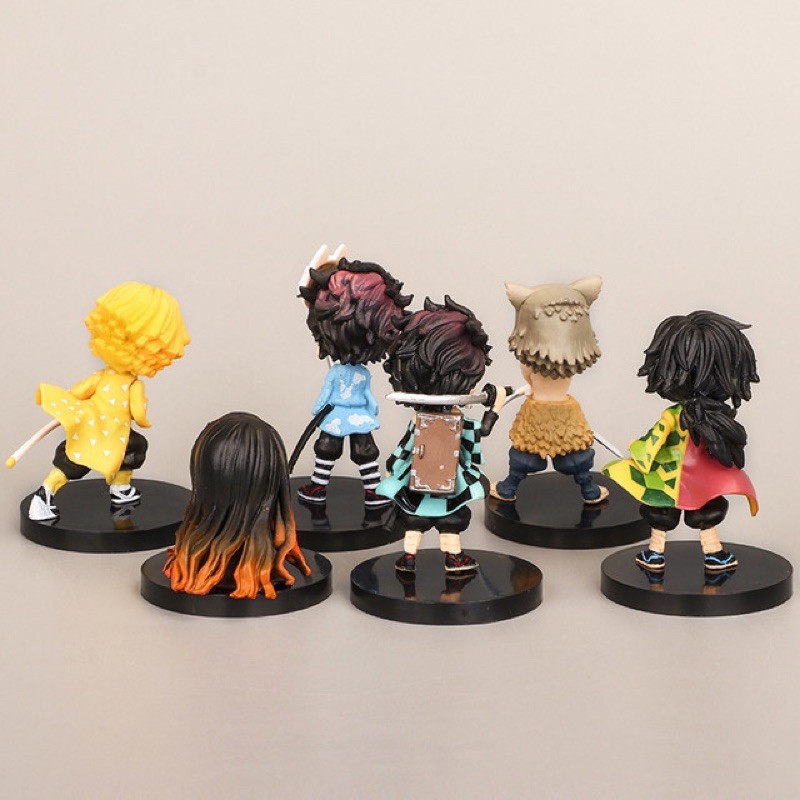 Set 6 Mô Hình Nhân Vật Demon Slayer  Cao 5-&gt;7cm kèm chân đế - Tanjirou Nezuko Zenitsu Giyuu Inosuke