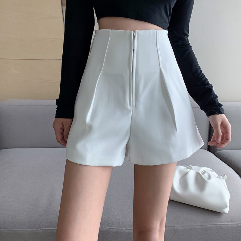 Quần short vải khoá trước forgirl cạp cao xếp ly phồng cao cấp | WebRaoVat - webraovat.net.vn