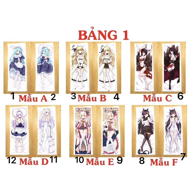 Gối ôm Azur Lane 40x1m nhiều mẫu chọn/Gối ngủ Game Azur Lane