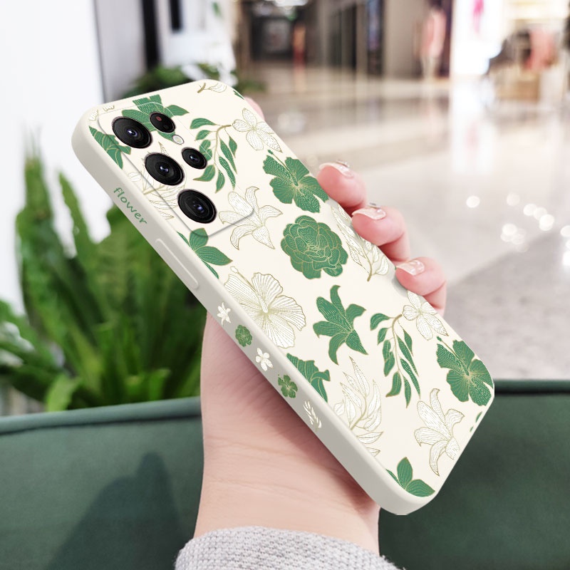 Bao Da Điện Thoại Họa Tiết Hoa Tự Nhiên Cho samsung galaxy s23 s22 fe ultra plus Ốp
