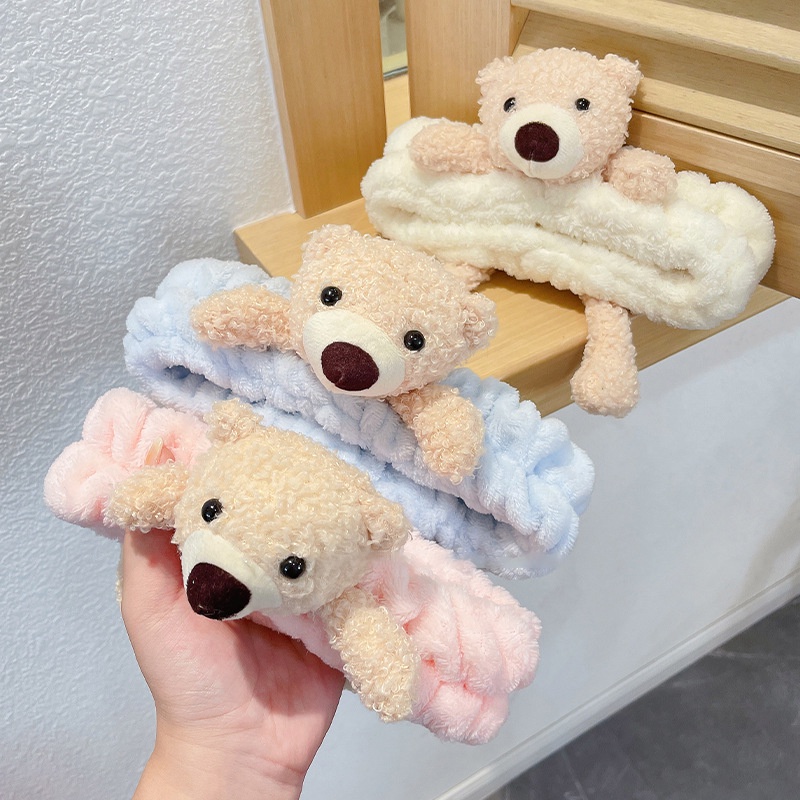 Băng đô cài tóc hình gấu bông dễ thương 8 màu tùy chọn