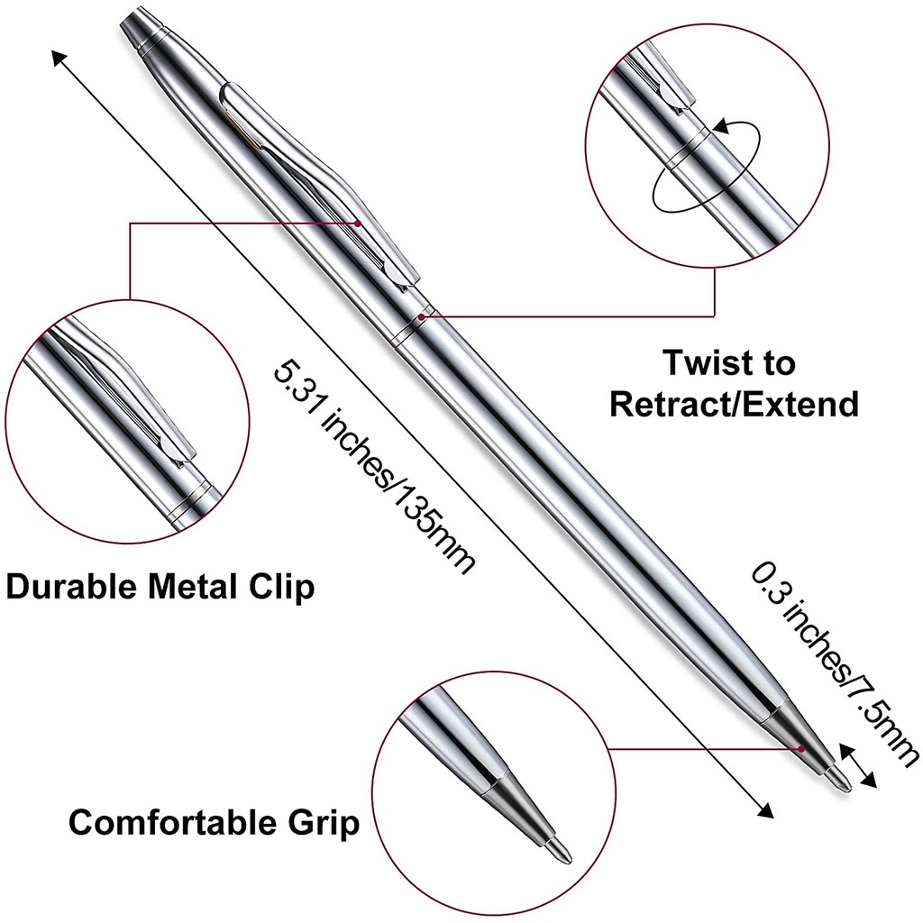 Bút bi kim loại màu vàng/ vàng hồng/ bạc dùng cho học sinh/ giáo viên