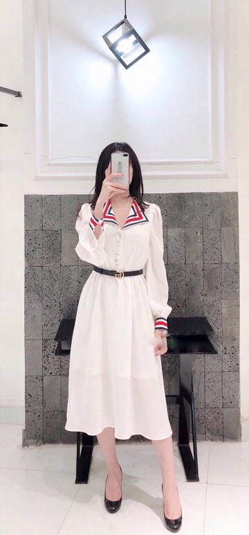 Váy Midi lụa trắng tiểu thư