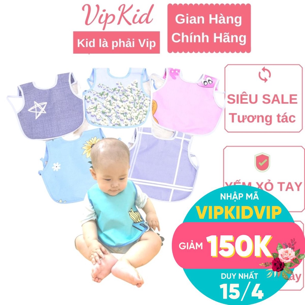 Yếm cho bé, yếm ăn dặm cho bé cotton xỏ tay từ 0-2 tuổi - vipKid