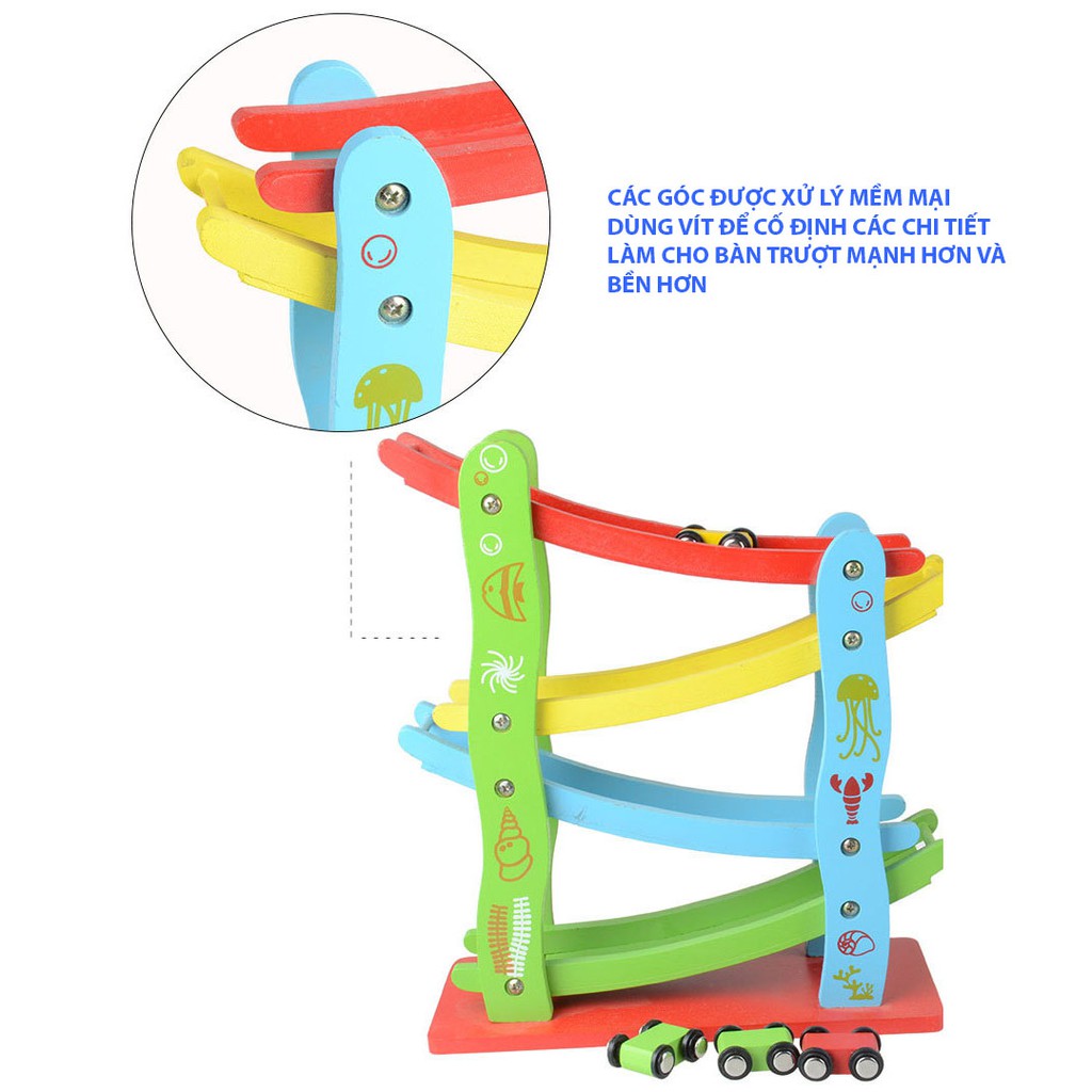 Đồ Chơi Gỗ Xe Cầu Trượt Ô Tô 4 Tầng - Đồ Chơi Gỗ Thông Minh Cho Bé VINATOYS