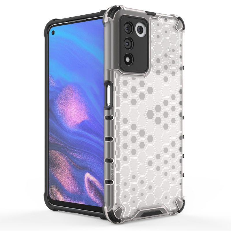 Ốp điện thoại TPU PC Hybrid trong suốt họa tiết tổ ong chống sốc cho Realme Q3S