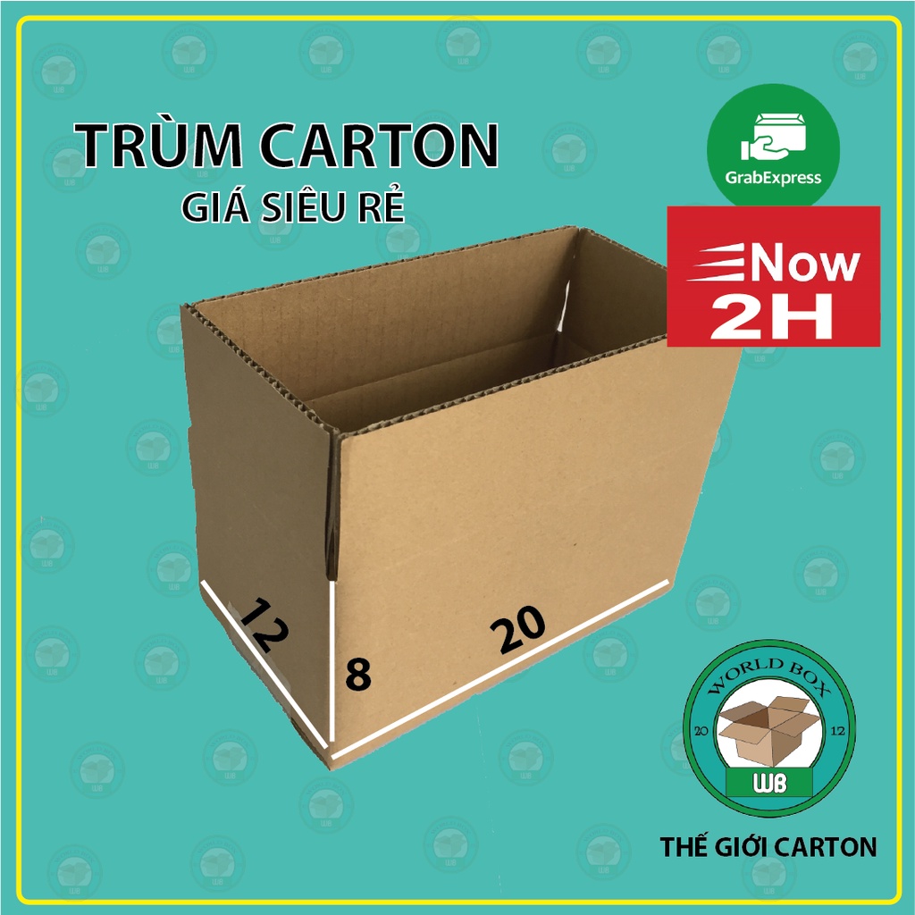 Thùng hộp carton 20x12x8 bộ 100 trơn không in