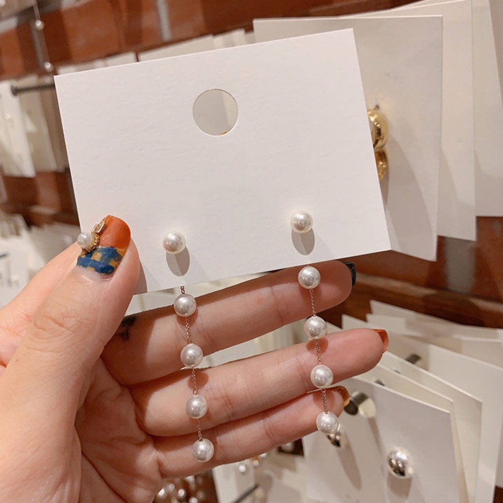 Đôi khuyên tai tua rua đính ngọc trai giả phong cách thời trang cho nữ