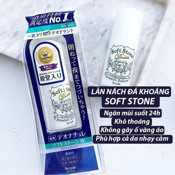 Lăn Khử Mùi Đá Khoáng Ngừa Thâm Nách Soft Stone Nhật Bản- Hàng Chính Hãng
