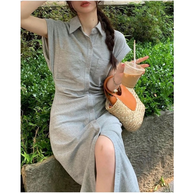 Váy xuông cổ đức nhún eo xinh xắn