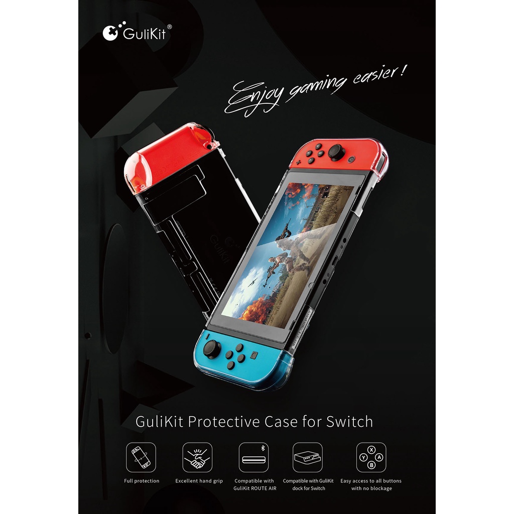 Gulikit Ns17 case bảo vệ Full 360 cao cấp trong suốt cho N-Switch