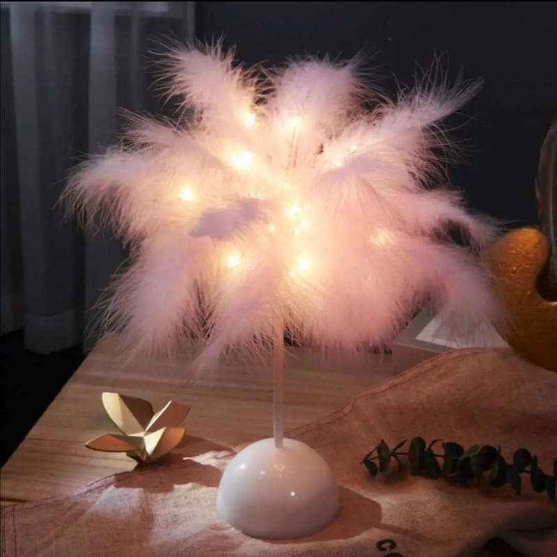 Đèn Ngủ Lông Vũ Để Bàn
