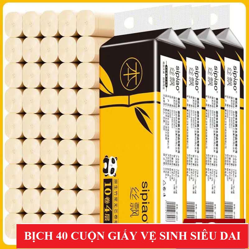 BỊCH 40 CUỘN GIẤY VỆ SINH GẤU TRÚC SIPIAO SIÊU DAI (4 DÂY x 10 CUỘN) ( TỔNG KHO ĐÈN NHÁY )