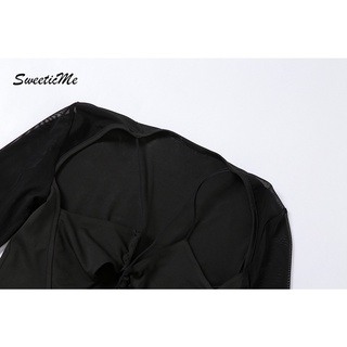 SweeticMe Nữ Phong Cách Mới Khâu Cutout Gợi Cảm Slim Body