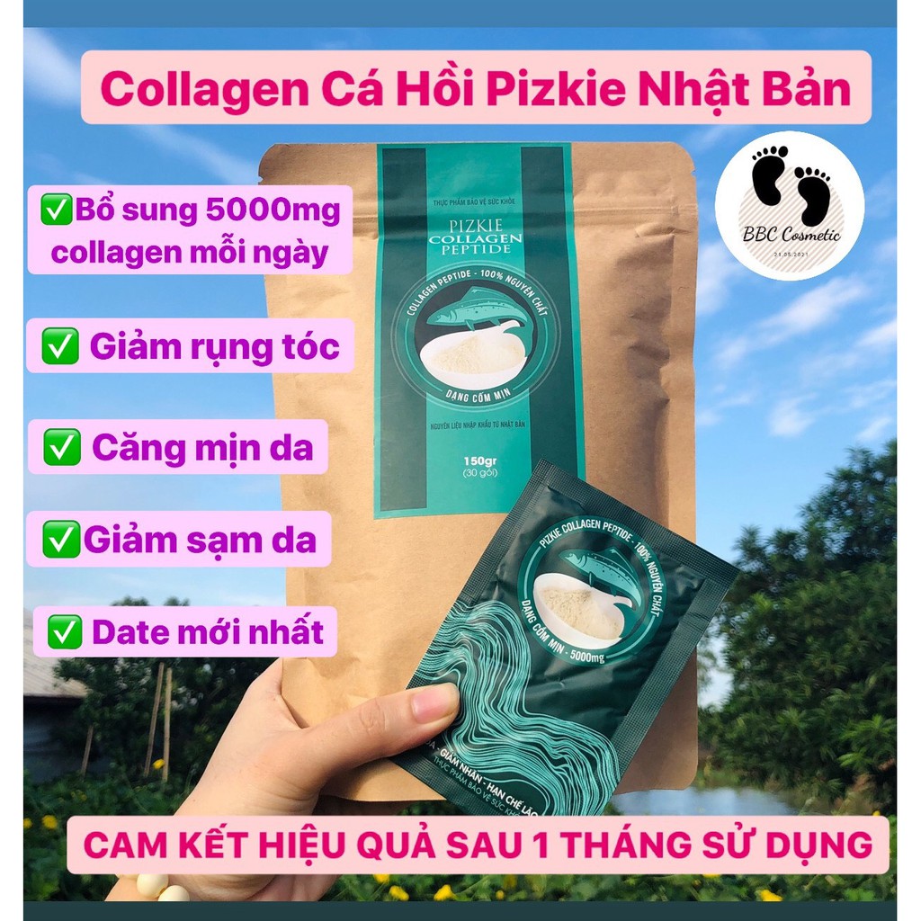 Collagen Pizkie (Collagen Peptide) bổ sung collagen , giúp giảm rụng tóc 90% sau 1 liệu trình