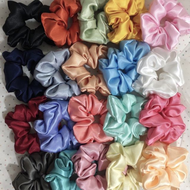 Cột tóc vải scrunchies satin bóng