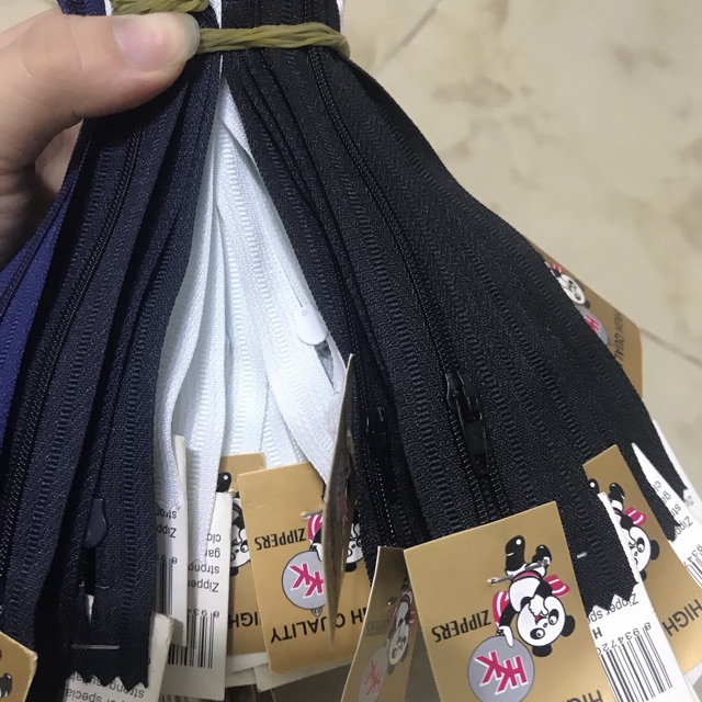 Dây kéo HKK 18cm may quần tây, bóp ví tông trắng đen