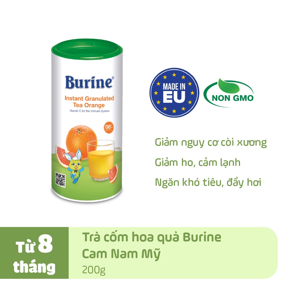 Trà Hoa Quả Hòa Tan BURINE Vị Cam Nam Mỹ Thơm Ngon, Bổ Sung Vitamin C Cho Bé Từ 8 Tháng Tuổi.