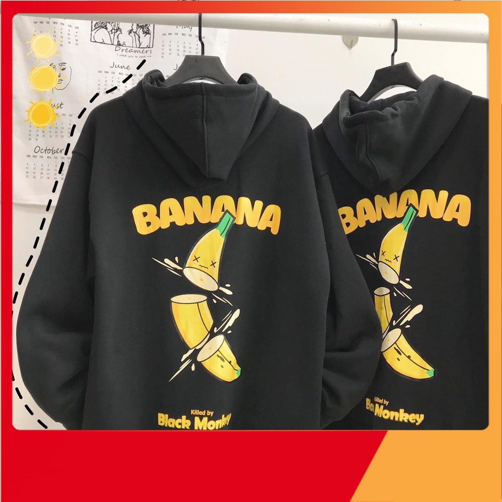 ÁO KHOÁC HOODIE TRÁI CHUỐI BANANA ULZZANG UNISEX - ÁO NỈ MŨ CHUỐI TRẮNG ĐEN XANH | BigBuy360 - bigbuy360.vn