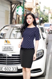 New Sơ mi peplum chấm bi