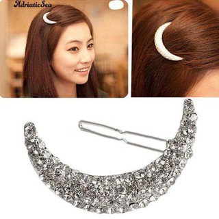 Kẹp tóc nữ hình mặt trăng đính đá thời trang