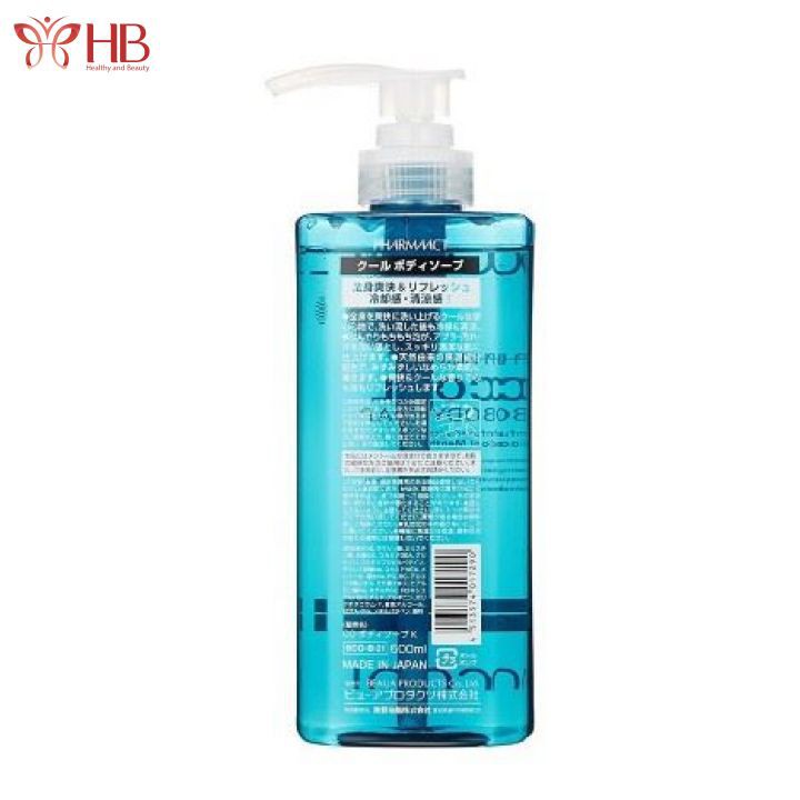 Sữa Tắm Cho Nam Cool Body Soap Pharmaact - Nhật Bản (Hương bạc hà) 600ml