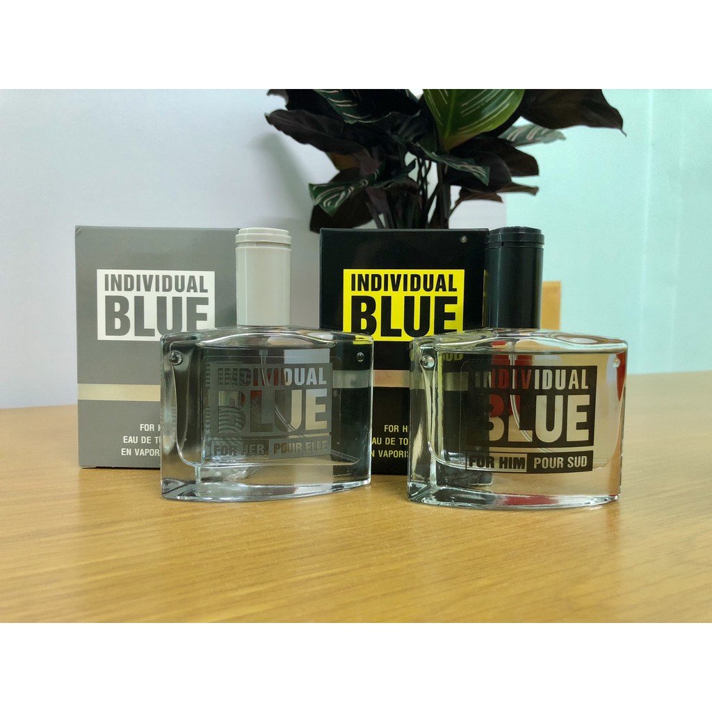 Combo 2 chai nước hoa Nam - Nữ BLUE INDIVIDUAL (Đen - Bạc) | Thế Giới Skin Care