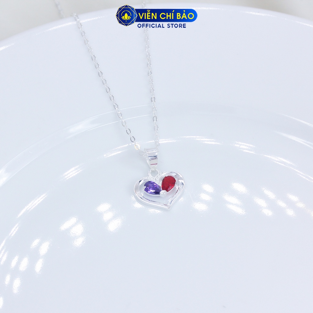 Dây chuyền bạc nữ trái tim đính đá chất liệu bạc 925 thời trang phụ kiện trang sức nữ Viễn Chí Bảo D400613
