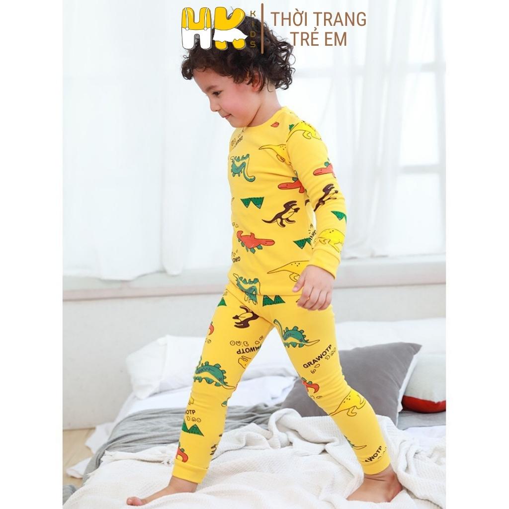 Bộ quần áo cho bé trai HK KIDS dài tay đông xuân chất cotton dày dặn size cho bé từ 2-10 tuổi hàng chính hãng