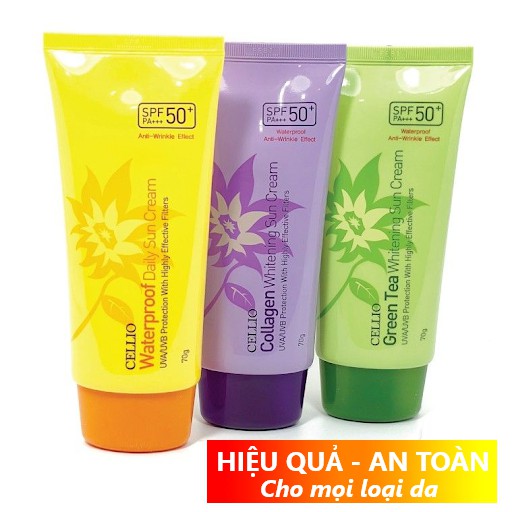 Kem chống nắng CELLIO SPF 50 PA++ Chống tia UV, nâng tông dưỡng trắng cho mọi loại da | BigBuy360 - bigbuy360.vn