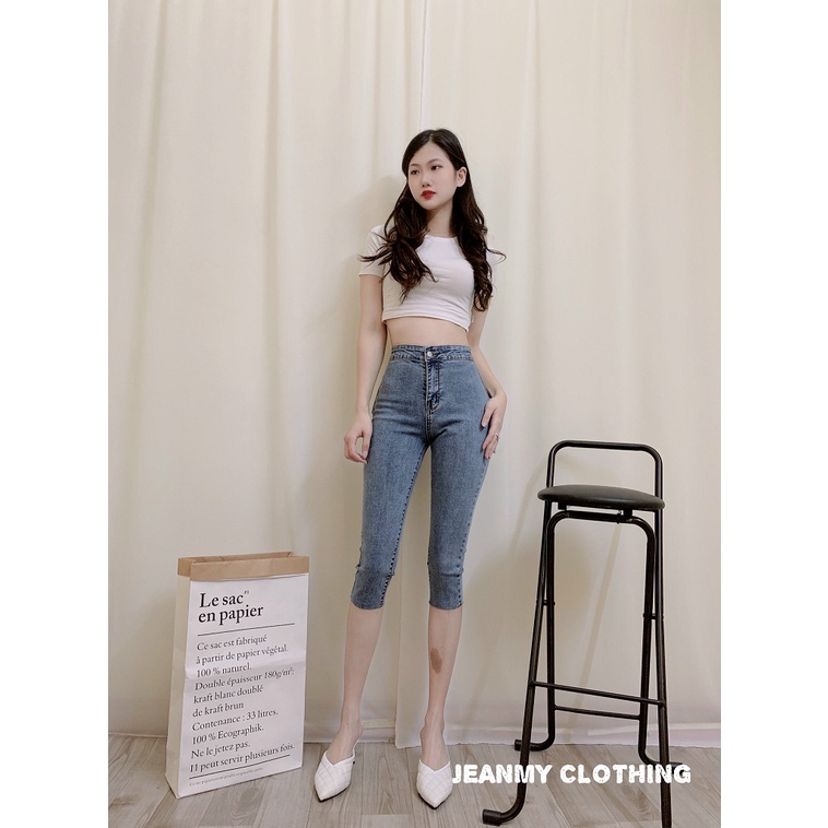 Quần jean lửng nữ lưng cao co dãn, mềm, quần chiều dài 70cm, quần Jean Skinny Bigsize | BigBuy360 - bigbuy360.vn