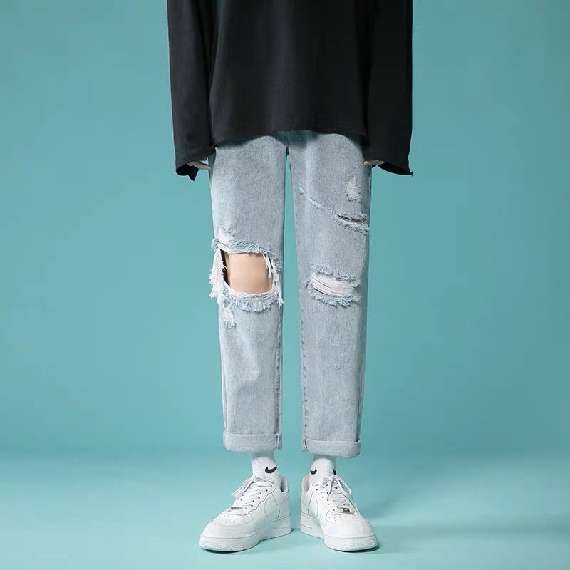 Quần Jean VN CLO baggy nam rách gối - QJ069