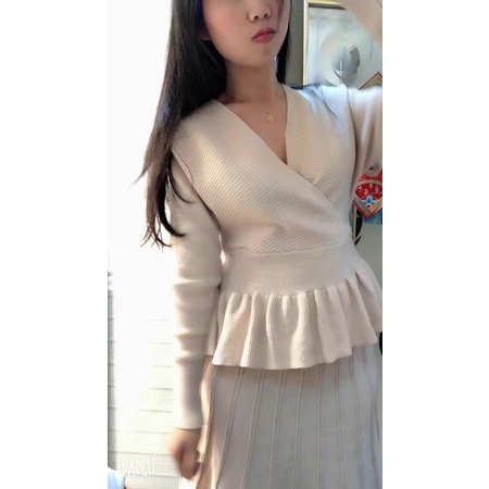 [Sẵn Hàng]♥️Set bộ Áo+ Váy len xếp ly xoè(ảnh thật)4 màu Size S-&gt;XL