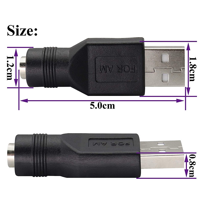Đầu đổi nguồn USB AM sang DC 5.5x2.1mm cổng cái - hoặc ngược lại DC 5.5x2.1mm cái ra USB đực
