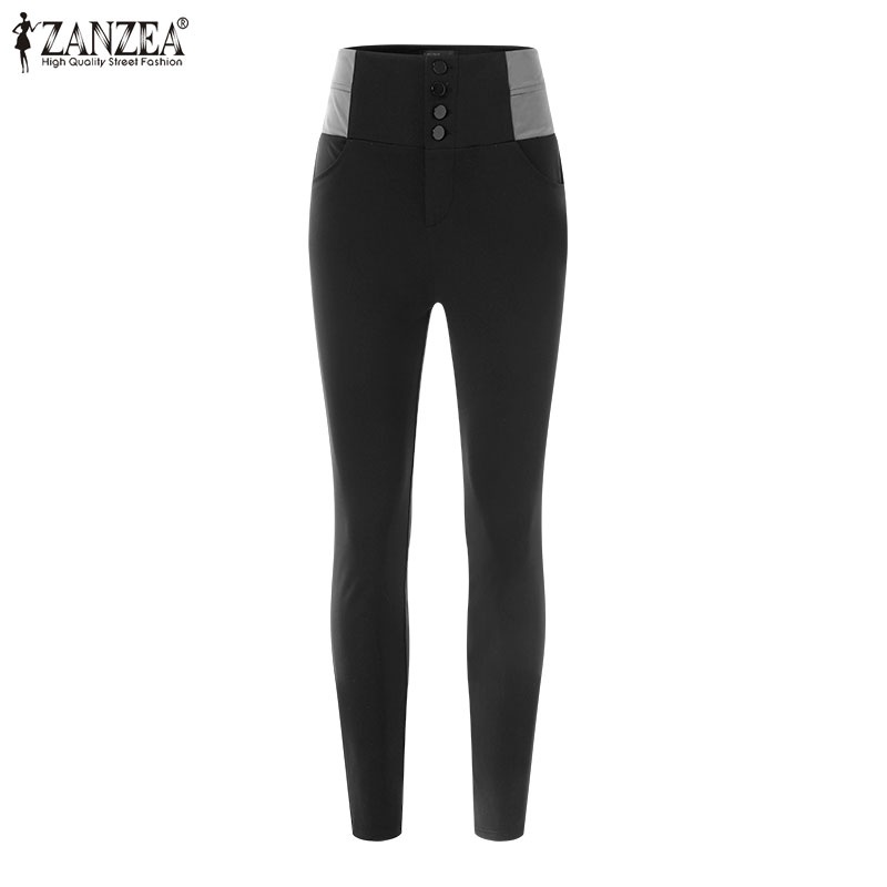 Quần legging ZANZEA lưng cao đính nút thời trang