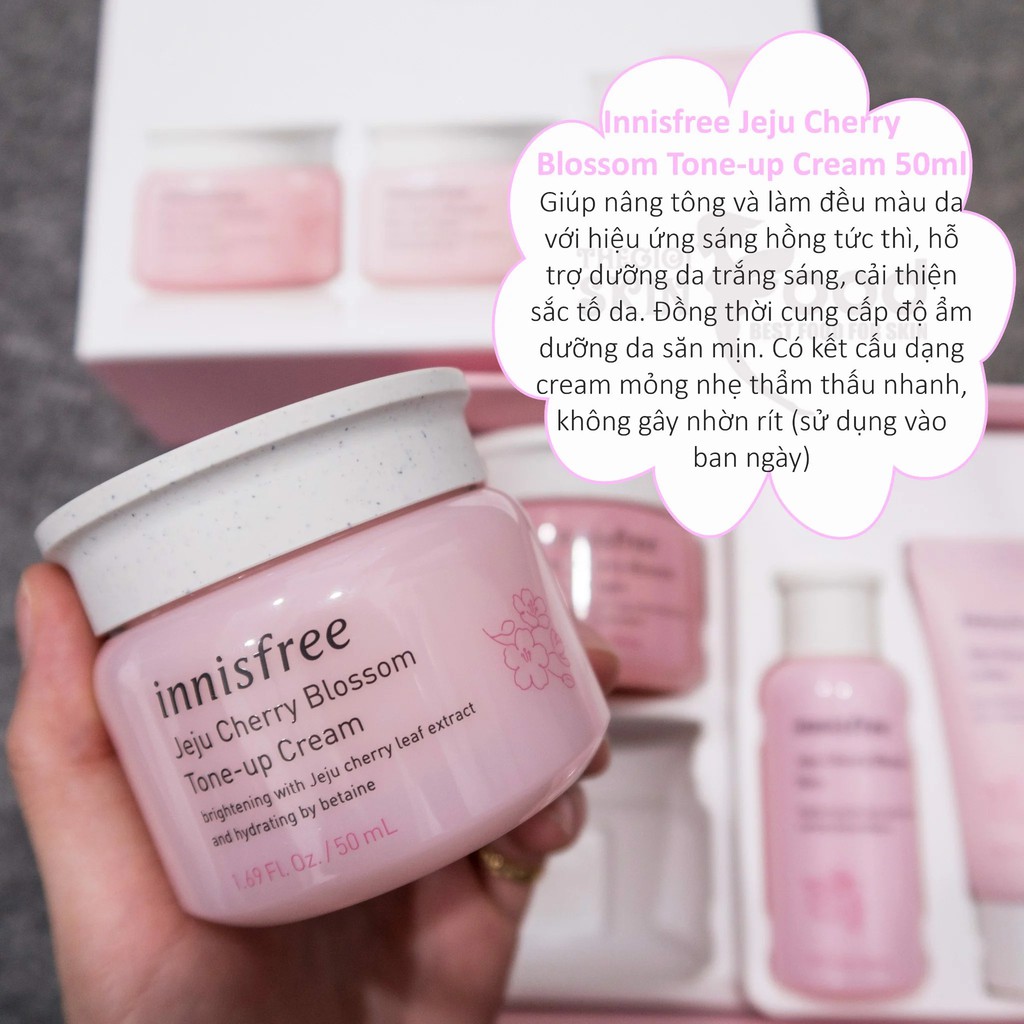 Bộ dưỡng ẩm trắng da anh đào Innisfree Jeju Cherry Blossom Cream Duo Set Auth Hàn Quốc