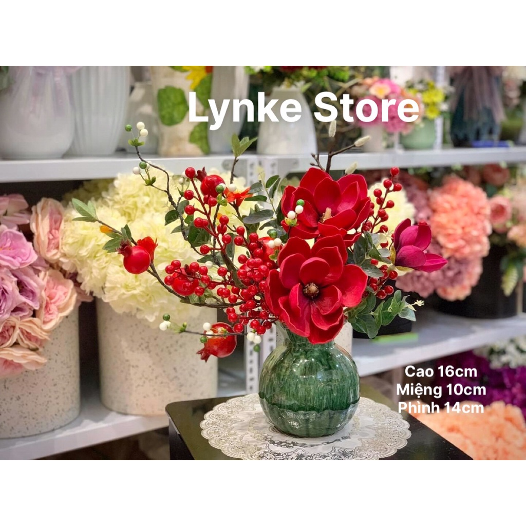 Bình Hoa Lọ Hoa Mini Để Bàn Cao 16cm Men Hỏa Biến Gốm Sứ Bát Tràng - Lynke Store
