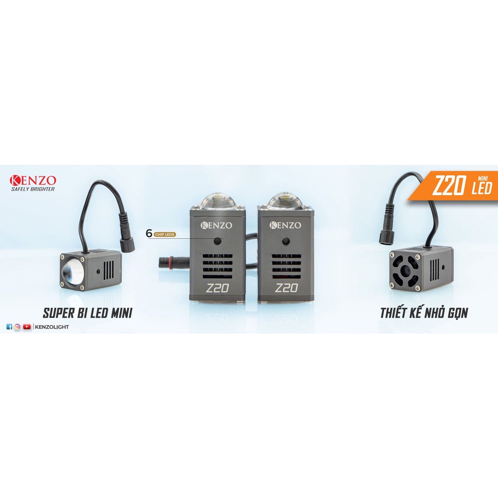 Đèn Bi Led mini Kenzo Z20 - đèn trợ sáng gương cầu cải tiến của X100 Xlight M10 m30 auto365 GTR x-light