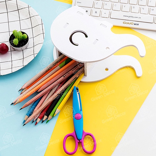 Giá đỡ điện thoại bằng gỗ, hộp đựng bút đa năng hình con voi chống nước tuyệt đối