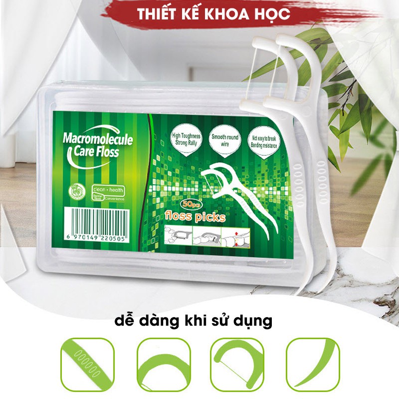 [CHÍNH HÃNG] Chỉ nha khoa cao cấp, tăm chỉ nha khoa với sợi mảnh, độ bền cao, an toàn, tiện lợi