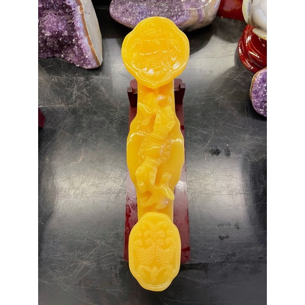 Gậy Như Ý Đá Ngọc Hoàng Long &amp; Đá Ngọc Onyx Trắng Phong Thuỷ