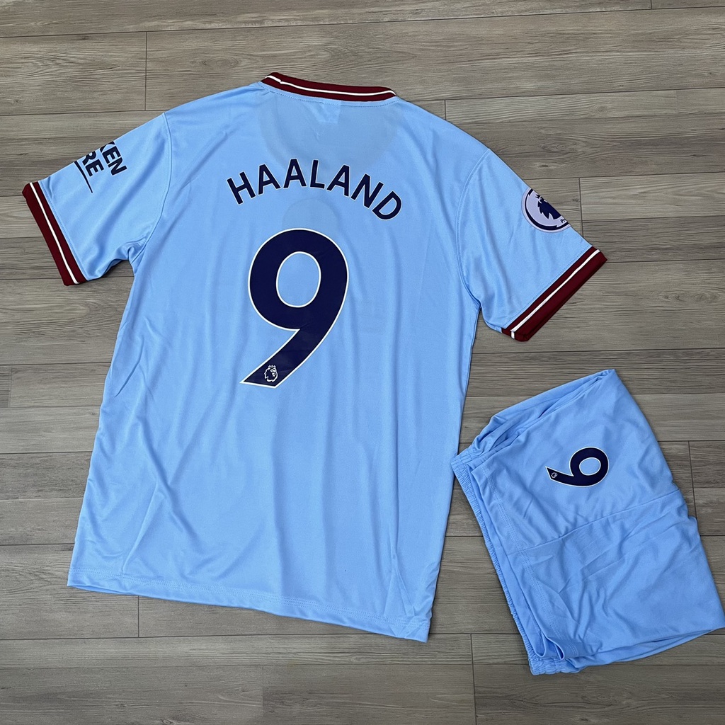Bộ quần áo in tên cầu thủ MC Man City sân nhà 2023 font chuẩn ngoại hạng anh