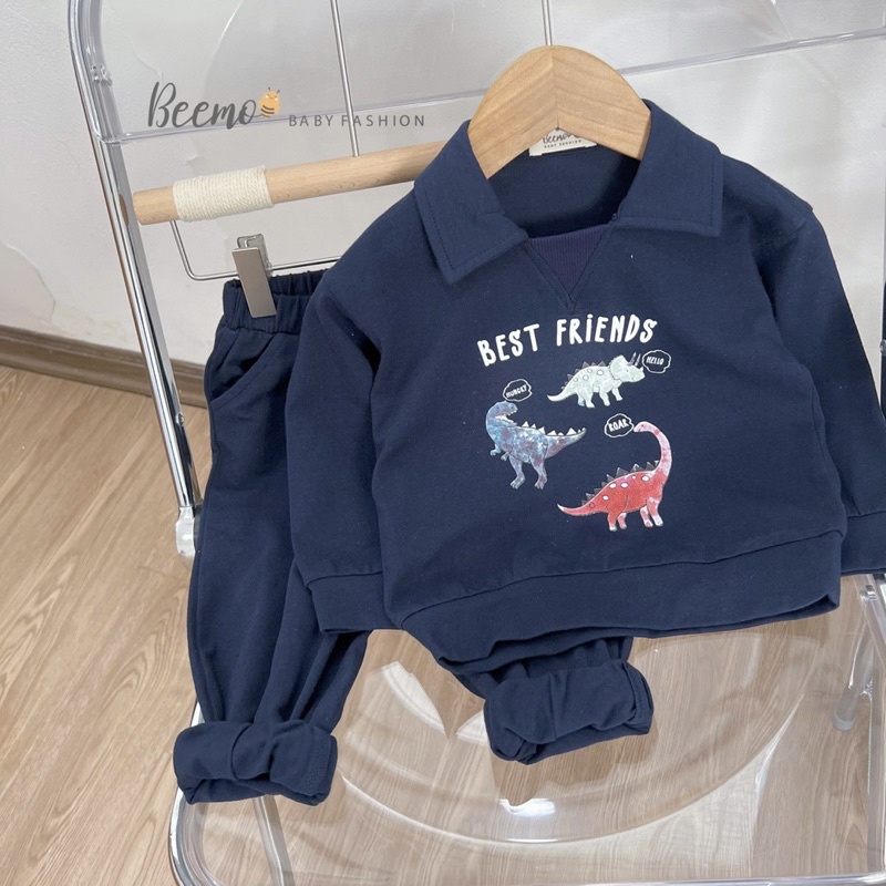 Bộ Polo khủng long dài tay bé trai