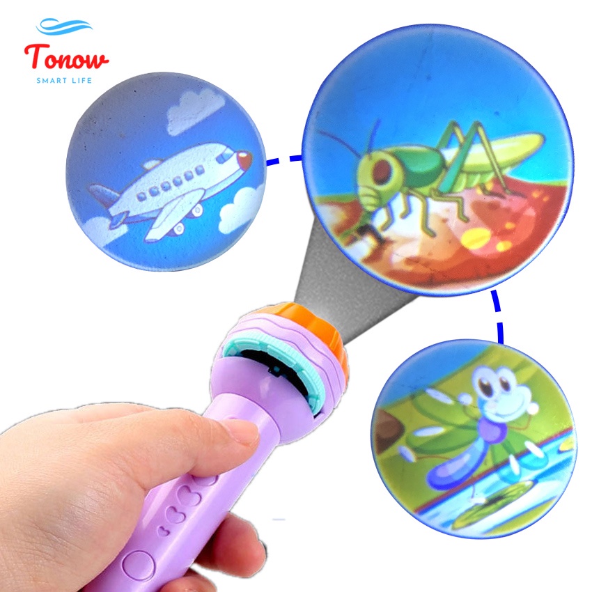 Đèn pin chiếu hình cho bé loại 24 mẫu hình con vật Tonow DP024