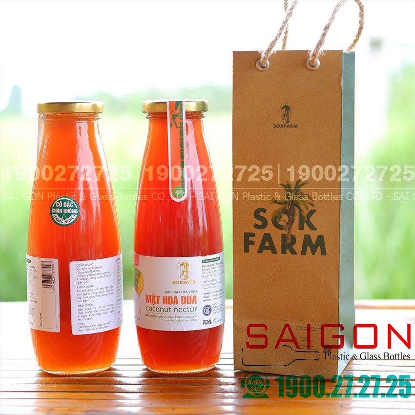 Chai Thủy Tinh Tròn SC Nắp thiết 200ml , 250ml , 500ml | Tùy Chọn Dung tích , Màu Nắp