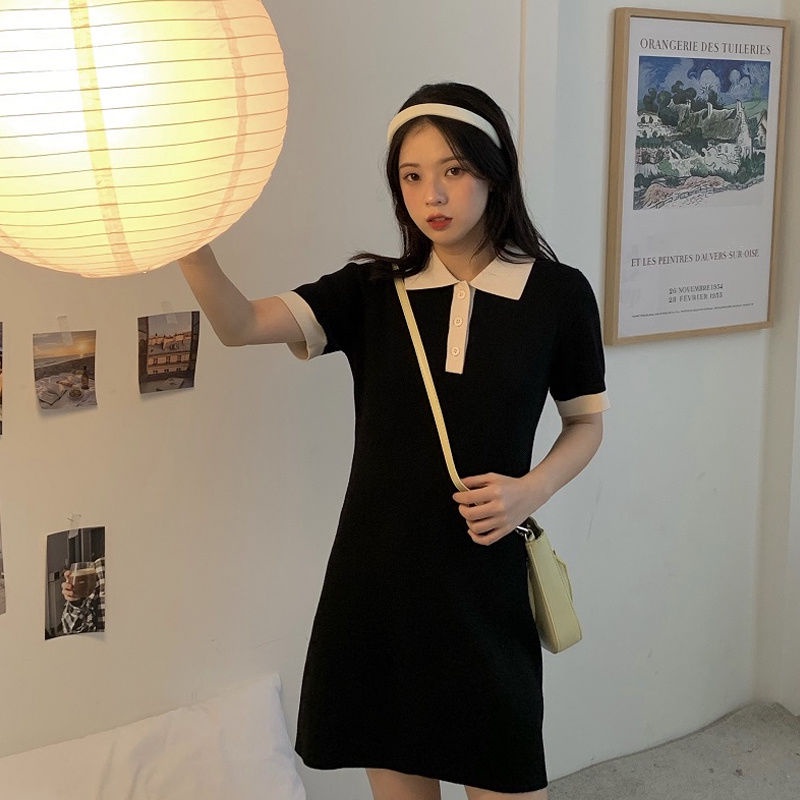 COZOK Đầm Dệt Kim Ngắn Tay Dáng Ôm Thời Trang Cá Tính