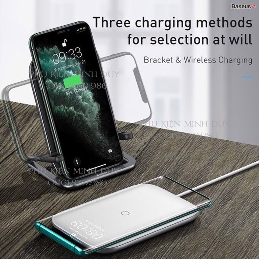 Đế sạc nhanh không dây Baseus Rib 15W cho iPhone/Samsung/ Xiaomi/ Oppo (Horizontal and Vertical Holder Wireless...)